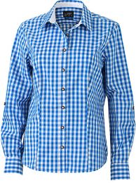 Karo Popeline Trachten Bluse James & Nicholson JN 637