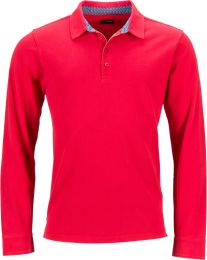 Herren Piqué Polo langarm mit Besatz James & Nicholson JN 714