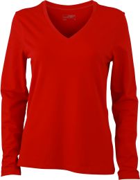 Damen Stretch V-Neck T-Shirt langarm James & Nicholson JN 929