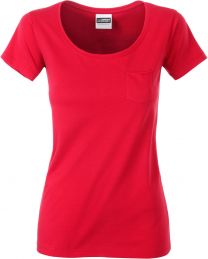 Damen Bio T-Shirt mit Brusttasche James & Nicholson JN 8003