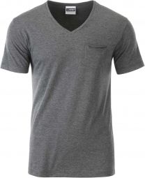 Herren Bio V-Neck T-Shirt mit Brusttasche James & Nicholson JN 8004