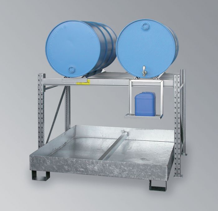 Abfüllstation für 200-Liter-Fässer Auffangwanne aus 3mm Stahlblech